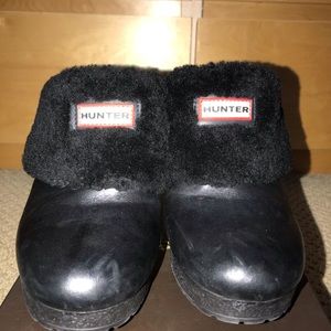 Hunter wedge booties black fur